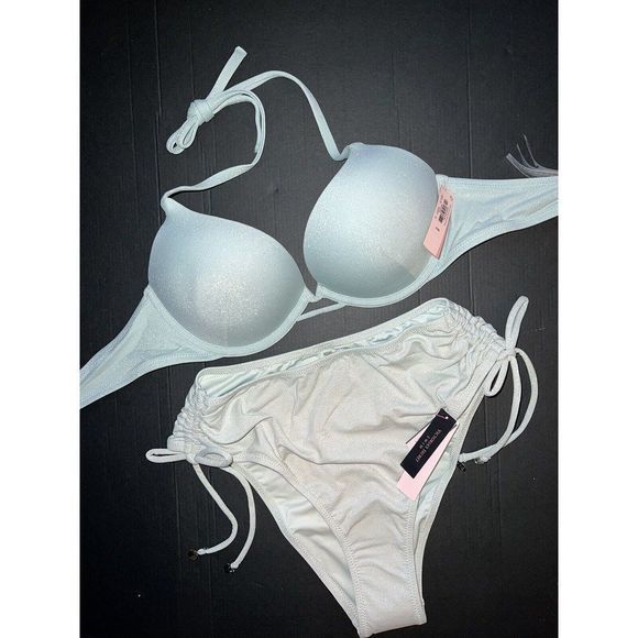 Victoria's Secret 32AA,32A,32B,32C,34B BOMBSHELL BIKINI high-waist bottom mint - Picture 5 of 10